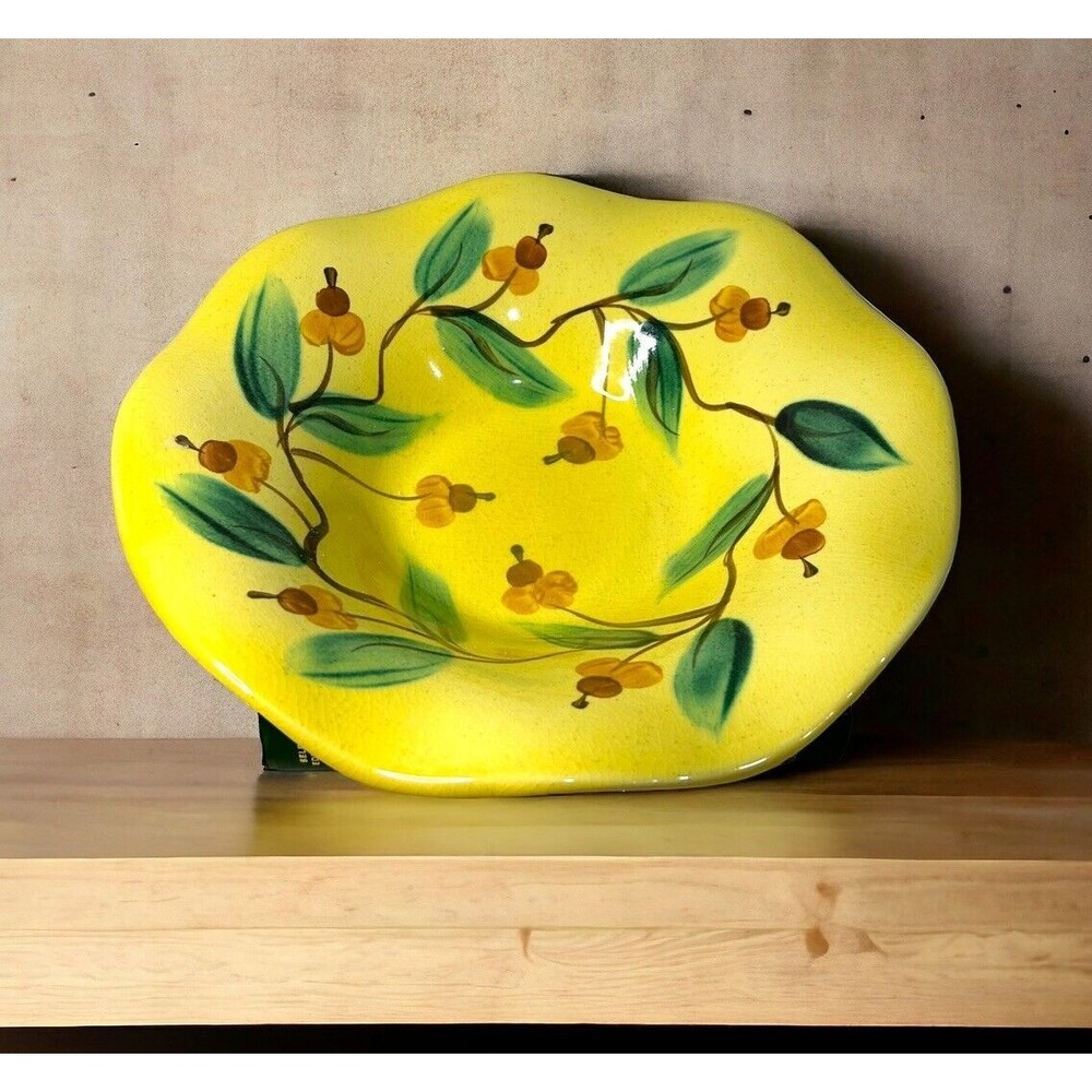 Acorn Seina Ruffled Gold Bowl Gail Pittman Southern Living at Home Hand Painted